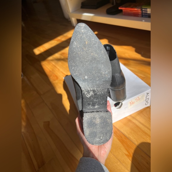 Aldo Black Leather Pointed Toe Boots - Picture 6 of 6